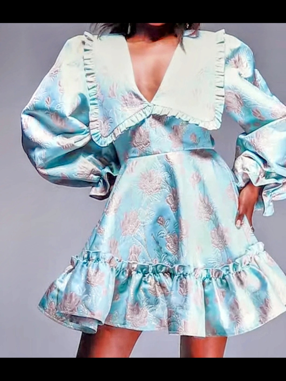 BNWT ASOS Luxe Blue Floral Peplum Dress,Sz 6/8 - Picture 5 of 7